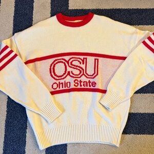 Cliff Engle THE Ohio State Buckeyes Sweater Mens XL Large White Red 80s OSU RARE